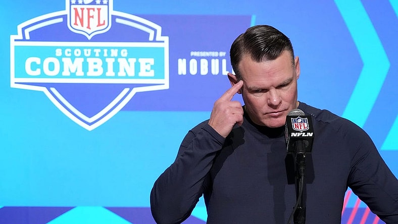 Mar 1, 2023; Indianapolis, IN, USA; Indianapolis Colts general manager Chris Ballard during the NFL Scouting Combine at the Indiana Convention Center. Mandatory Credit: Kirby Lee-USA TODAY Sports