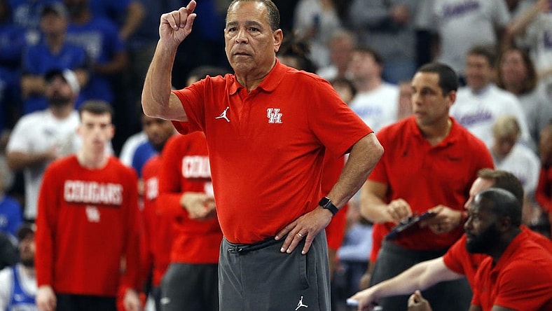 Mar 5, 2023; Memphis, Tennessee, USA; Houston Cougars head coach Kelvin Sampson gives direction during the second half against the Memphis Tigers at FedExForum. Mandatory Credit: Petre Thomas-USA TODAY Sports