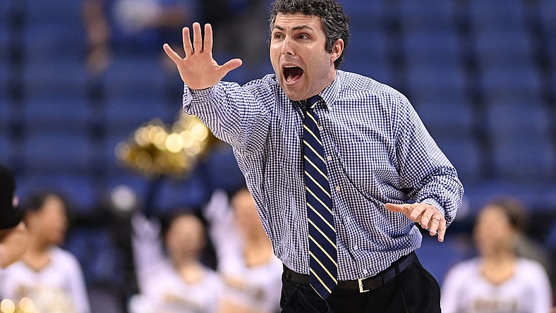 Mar 7, 2023; Greensboro, NC, USA; Georgia Tech Yellow Jackets head coach Josh Pastner reacts in the second half of the first round of the ACC Tournament at Greensboro Coliseum. Mandatory Credit: Bob Donnan-USA TODAY Sports