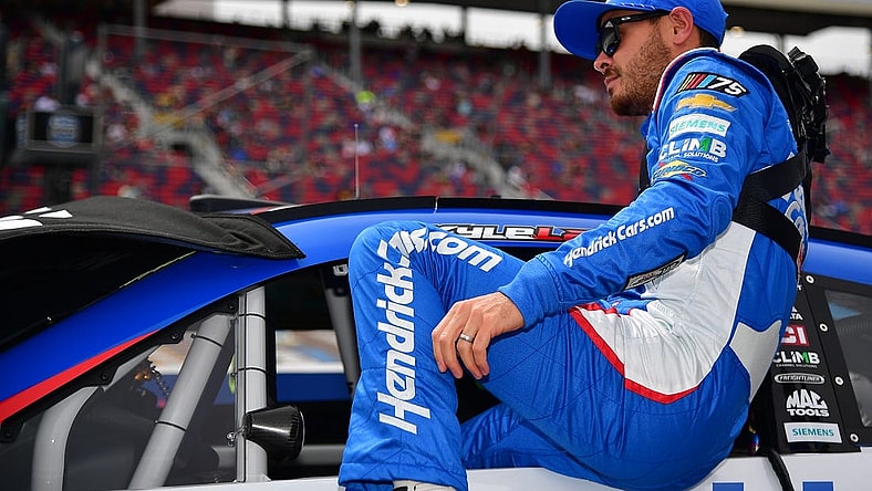 Mar 11, 2023; Avondale, Arizona, USA; NASCAR Cup Series driver Kyle Larson (5) during qualifying for the United Rentals Work United 500 at Phoenix Raceway. Mandatory Credit: Gary A. Vasquez-USA TODAY Sports