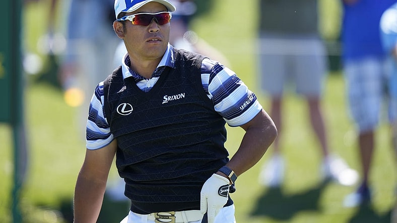 Mar 11, 2023; Ponte Vedra Beach, Florida, USA; Hideki Matsuyama watches his tee shot during the third round of THE PLAYERS Championship golf tournament. Mandatory Credit: David Yeazell-USA TODAY Sports