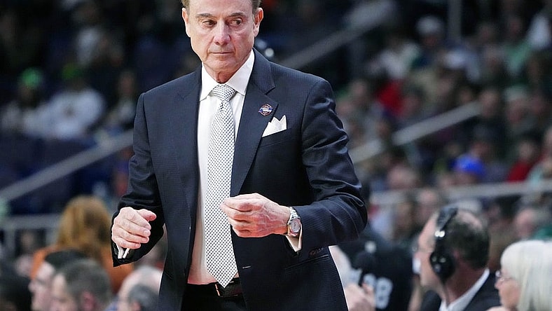 Mar 17, 2023; Albany, NY, USA; Iona Gaels head coach Rick Pitino looks on against the UConn Huskies during the first half at MVP Arena. Mandatory Credit: Gregory Fisher-USA TODAY Sports