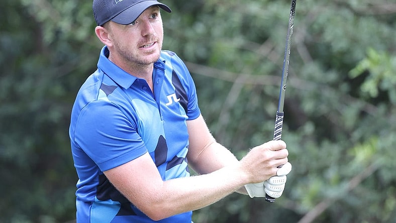 Mar 18, 2023; Palm Harbor, Florida, USA; Matt Wallace plays his shot from the 11th tee during the third round of the Valspar Championship golf tournament. Mandatory Credit: Reinhold Matay-USA TODAY Sports