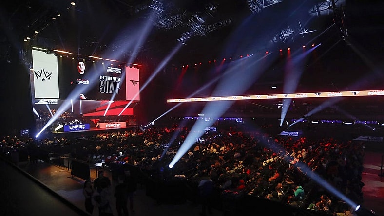 Jan 25, 2020; Minneapolis, Minnesota, USA; Chris Simp Lehr of the Atlanta FaZe is introduced before a match with Dallas Empire during the Call of Duty League Launch Weekend at The Armory. Mandatory Credit: Bruce Kluckhohn-USA TODAY Sports
