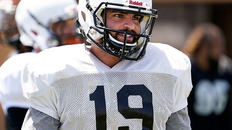 May 3, 2021; Mesa, Arizona, USA;  Arizona Rattlers quarterback Vincent Testaverde Jr. (19) during practice at Gene Autry Park Sports Complex. Mandatory Credit: Rob Schumacher-Arizona Republic

Football Arizona Rattlers