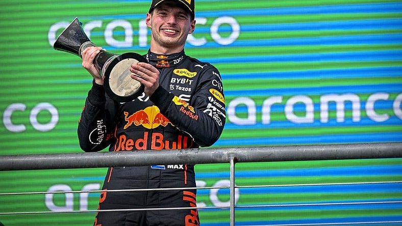 Oct 23, 2022; Austin, Texas, USA; Red Bull Racing Limited driver Max Verstappen (1) of Team Netherlands celebrates winning the U.S. Grand Prix F1 race at Circuit of the Americas. Mandatory Credit: Jerome Miron-USA TODAY Sports