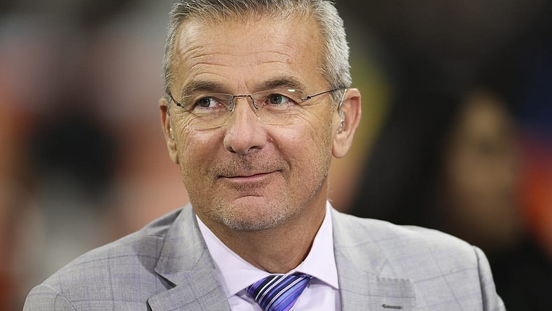 Dec 3, 2022; Indianapolis, Indiana, USA; FOX Sports analyst Urban Meyer before the Big Ten Championship between the Michigan Wolverines and the Purdue Boilermakers at Lucas Oil Stadium. Mandatory Credit: Trevor Ruszkowski-USA TODAY Sports