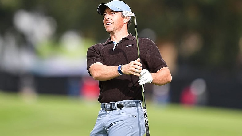 Feb 18, 2023; Pacific Palisades, California, USA; Rory McIlroy plays his shot on the fifteenth hole fairway during the third round of The Genesis Invitational golf tournament. Mandatory Credit: Gary A. Vasquez-USA TODAY Sports