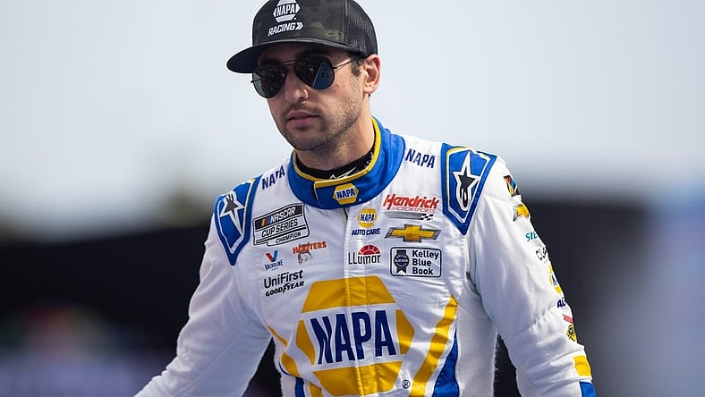 Feb 19, 2023; Daytona Beach, Florida, USA; NASCAR Cup Series driver Chase Elliott during the Daytona 500 at Daytona International Speedway. Mandatory Credit: Mark J. Rebilas-USA TODAY Sports