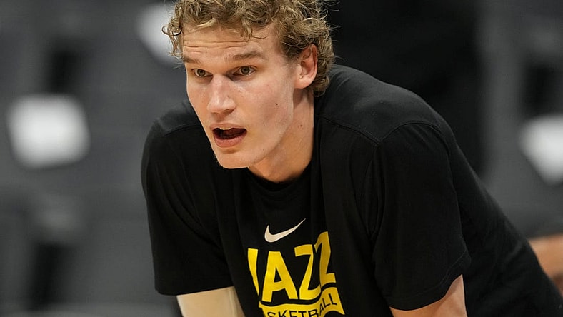 Mar 25, 2023; Sacramento, California, USA; Utah Jazz forward Lauri Markkanen (23) before the game against the Sacramento Kings at Golden 1 Center. Mandatory Credit: Darren Yamashita-USA TODAY Sports