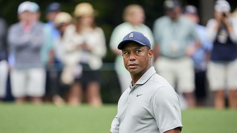 Apr 4, 2023; Augusta, Georgia, USA; Tiger Woods walks the fifth hole during a practice round for The Masters golf tournament at Augusta National Golf Club. Mandatory Credit: Danielle Parhizkaran-USA TODAY Network

Pga The Masters Practice Round
