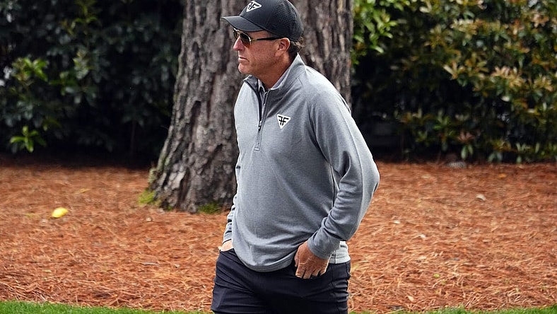 Phil Mickelson makes his way to the practice range during a practice round for The Masters golf tournament at Augusta National Golf Club on April 4, 2023.

Pga The Masters Practice Round