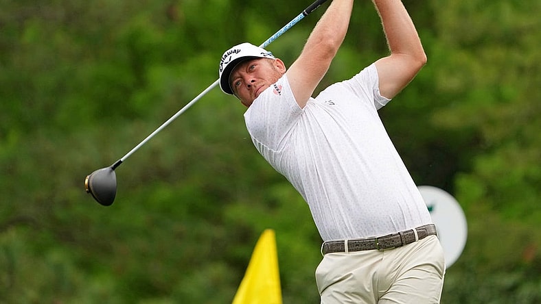 Apr 6, 2023; Augusta, Georgia, USA; Talor Gooch tees off on the fifth hole during the first round of The Masters golf tournament. Mandatory Credit: Kyle Terada-USA TODAY Network