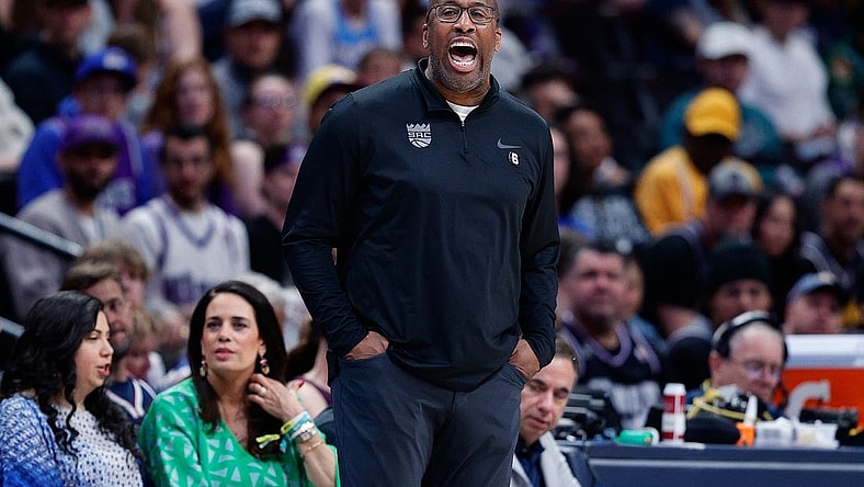 Apr 9, 2023; Denver, Colorado, USA; Sacramento Kings head coach Mike Brown in the second quarter against the Denver Nuggets at Ball Arena. Mandatory Credit: Isaiah J. Downing-USA TODAY Sports