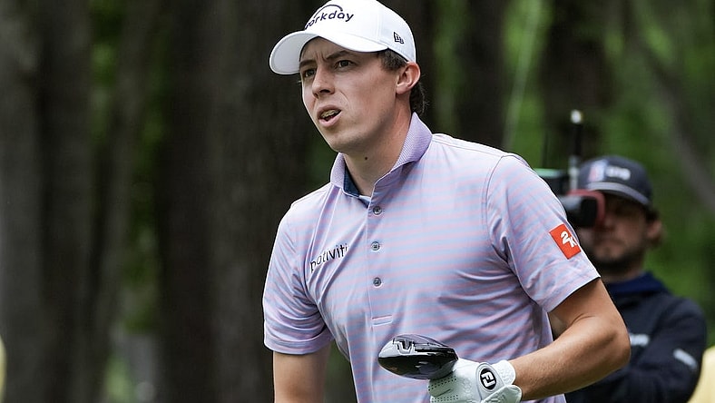 Apr 13, 2023; Hilton Head, South Carolina, USA; Matthew Fitzpatrick watches his tee shot during the first round of the RBC Heritage golf tournament. Mandatory Credit: David Yeazell-USA TODAY Sports