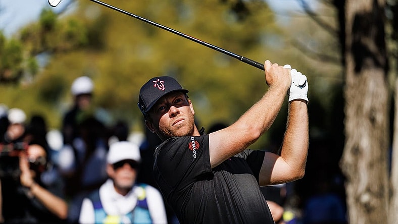 Apr 23, 2023; Adelaide, South Australia, AUS; Talor Gooch of Team Rangegoats hits a shot during the final round of LIV Golf Adelaide golf tournament at Grange Golf Club. Mandatory Credit: Mike Frey-USA TODAY Sports