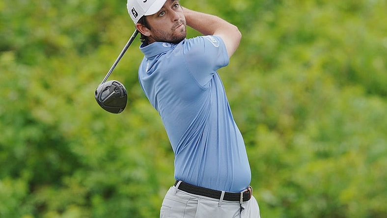 Apr 23, 2023; Avondale, Louisiana, USA; Davis Riley hits a tee shot on the second hole during the final round of the Zurich Classic of New Orleans golf tournament. Mandatory Credit: Andrew Wevers-USA TODAY Sports