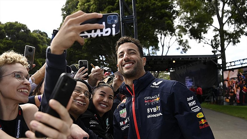 Red Bull's Daniel Ricciardo arriving at the Melbourne Grand Prix Circuit on March 30, 2023.