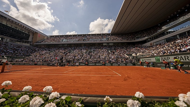 June 5, 2022; Paris, France; General view of Court Philippe Chatrier for the Rafael Nadal (ESP) and Casper Ruud (NOR) men s final on day 15 of the French Open at Stade Roland-Garros. Mandatory Credit: Susan Mullane-USA TODAY Sports