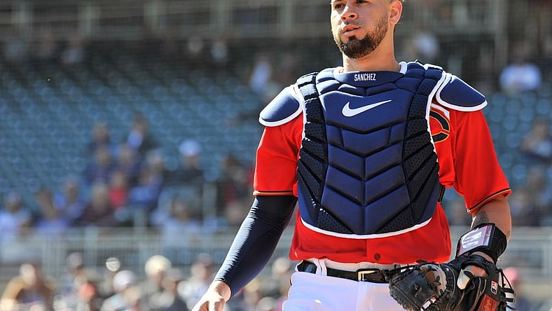 Sep 29, 2022; Minneapolis, Minnesota, USA; Minnesota Twins catcher Gary Sanchez (24) in action against the Chicago White Sox at Target Field. Mandatory Credit: Jeffrey Becker-USA TODAY Sports