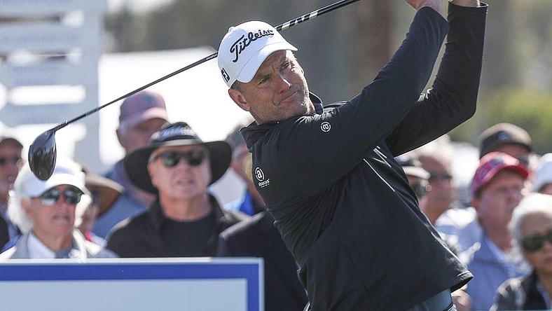 Robert Karlsson tees off on the first hole during the Galleri Classic at Mission Hills Country Club in Rancho Mirage, March 25, 2023.

Galleri Classic Saturday 3