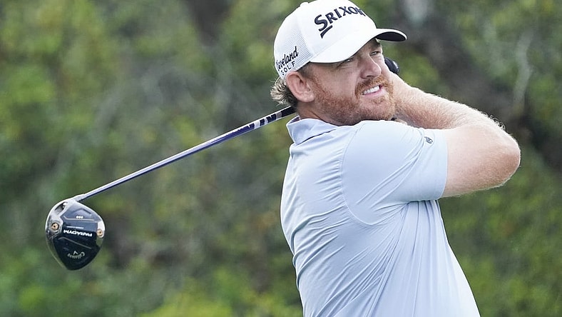Mar 30, 2023; San Antonio, Texas, USA; J.B. Holmes plays his shot from the first tee during the first round of the Valero Texas Open golf tournament. Mandatory Credit: Raymond Carlin III-USA TODAY Sports
