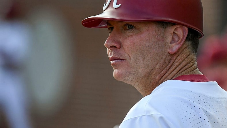 Alabama head coach Brad Bohannon watches his Crimson Tide team in the game with Auburn at Sewell-Thomas Stadium Friday, April 14, 2023 in Tuscaloosa.

Baseball Alabama Vs Auburn