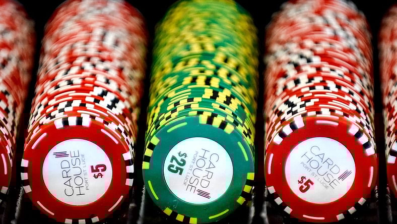 Poker chips are seen on a table ready for use on Friday, April 28, 2023, at the Card House in Port St. Lucie.

Tcn Adult Arcades 002