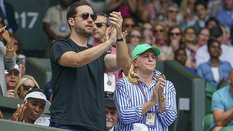 Jul 11, 2019; London, United Kingdom; Alexis Ohanian in attendance for the Serena Williams (USA) and  Barbora Strycova (CZE) match on day 10 at the All England Lawn and Croquet Club. Mandatory Credit: Susan Mullane-USA TODAY Sports
