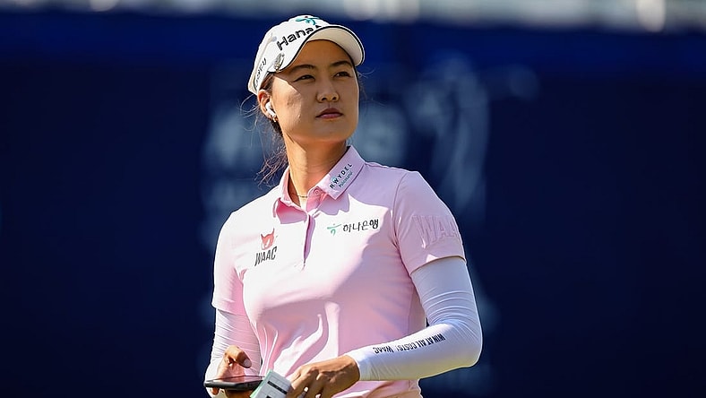 Jun 26, 2022; Bethesda, Maryland, USA; Minjee Lee looks on from the first tee during the final round of the KPMG Women's PGA Championship golf tournament at Congressional Country Club. Mandatory Credit: Scott Taetsch-USA TODAY Sports