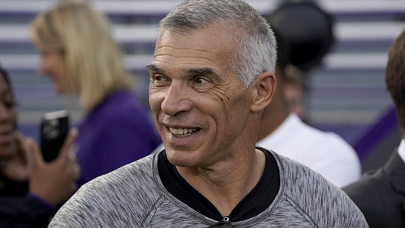 Sep 24, 2022; Evanston, Illinois, USA; Former New York Yankees manager and Northwestern Wildcats alum Joe Girardi on the sidelines before a game between the Northwestern Wildcats and the Miami (Ohio) Redhawks at Ryan Field. Mandatory Credit: David Banks-USA TODAY Sports
