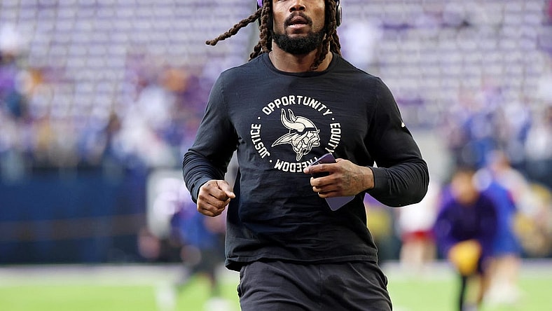 Jan 15, 2023; Minneapolis, Minnesota, USA; Minnesota Vikings running back Dalvin Cook (4) during warmups before a wild card game against the New York Giants at U.S. Bank Stadium. Mandatory Credit: Matt Krohn-USA TODAY Sports