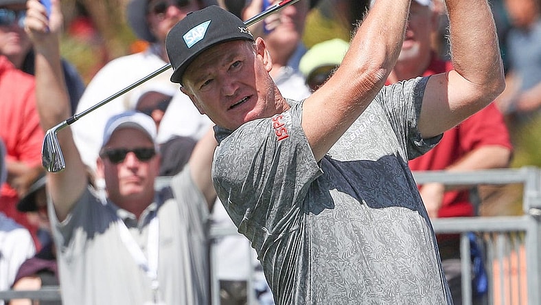 Ernie Els tees off on the 10th hole during the Galleri Classic at Mission Hills Country Club in Rancho Mirage, March 24, 2023.

Galleri Classic Friday 34