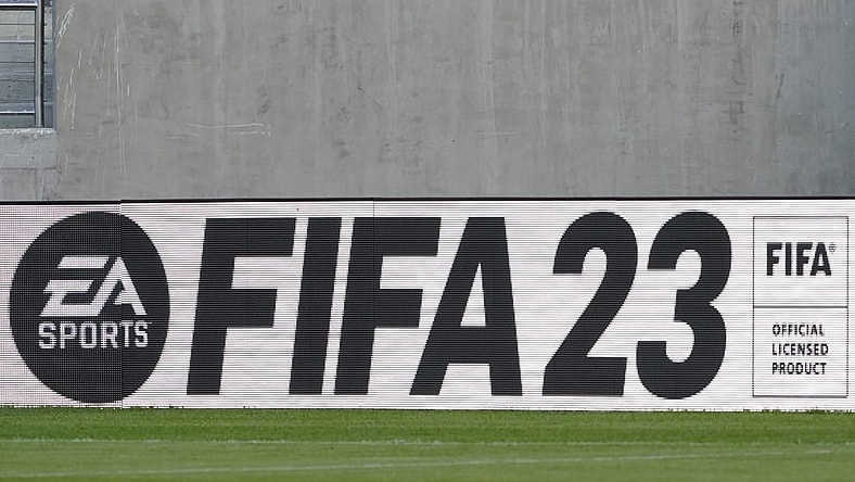 Mar 25, 2023; San Diego, California, USA; Branding of FIFA is seen  at Snapdragon Stadium. Mandatory Credit: Michael Madrid-USA TODAY Sports