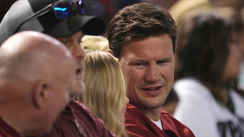 Apr 6, 2023; Phoenix, Arizona, USA; Arizona Coyotes Chief Hockey Development Officer Shane Doan looks on during the seventh inning of the game between the Arizona Diamondbacks and the Los Angeles Dodgers at Chase Field. Mandatory Credit: Joe Camporeale-USA TODAY Sports
