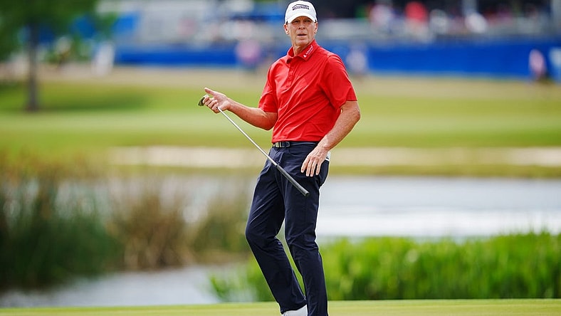 Apr 21, 2023; Avondale, Louisiana, USA; Steve Stricker walks the ninth green during the second round of the Zurich Classic of New Orleans golf tournament. Mandatory Credit: Andrew Wevers-USA TODAY Sports