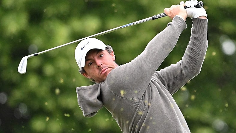 Jun 8, 2023; Toronto, ON, CAN;  Rory McIlroy plays his tee shot on the 10th hole during the first round of the RBC Canadian Open golf tournament. Mandatory Credit: Dan Hamilton-USA TODAY Sports