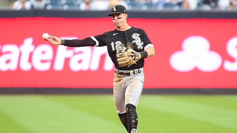 Jun 8, 2023; Bronx, New York, USA;  Chicago White Sox second baseman Romy Gonzalez (12) at Yankee Stadium. Mandatory Credit: Wendell Cruz-USA TODAY Sports