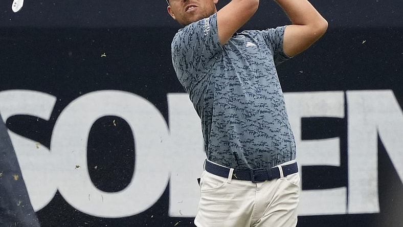 Jun 15, 2023; Los Angeles, California, USA; Xander Schauffele tees off on the 15th hole during the first round of the U.S. Open golf tournament at Los Angeles Country Club. Mandatory Credit: Michael Madrid-USA TODAY Sports