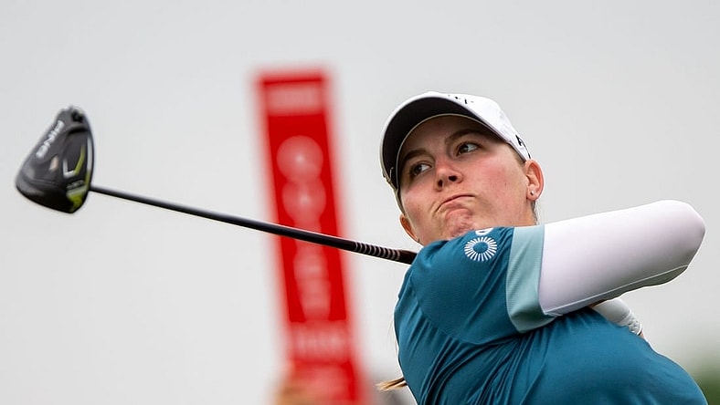 Jennifer Kupcho tees off during opening round play Thursday, June 15, 2023, at Blythefield Country Club in Belmont, MI.