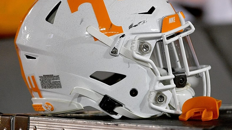 Nov 23, 2019; Columbia, MO, USA; A general view of a Tennessee Volunteers helmet during the second half against the Missouri Tigers at Memorial Stadium/Faurot Field. Mandatory Credit: Denny Medley-USA TODAY Sports