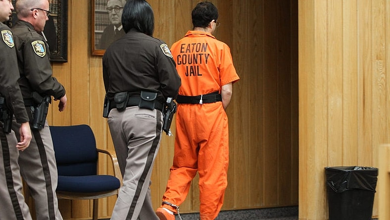 One of the very last times Larry Nassar was seen publicly, as he leaves Eaton County Court in Charlotte, Mich., Monday, Feb. 5, 2018, after being sentenced by Judge Janice Cunningham to 40-125 years in prison on three counts of sexual assault.  [MATTHEW DAE SMITH/Lansing State Journal]

Day Three Nassar Sentencing In Eaton County