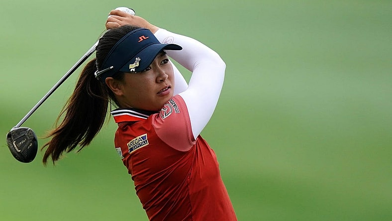 LPGA golfer Kelly Tan follows through on a shot on hole No. 1, Wednesday, Sept. 7, 2022, during a pro-am portion of the Kroger Queen City Championship golf tournament at Kenwood Country Club in Madeira, Ohio.

Kroger Queen City Champiosnhip Sept 6 0318