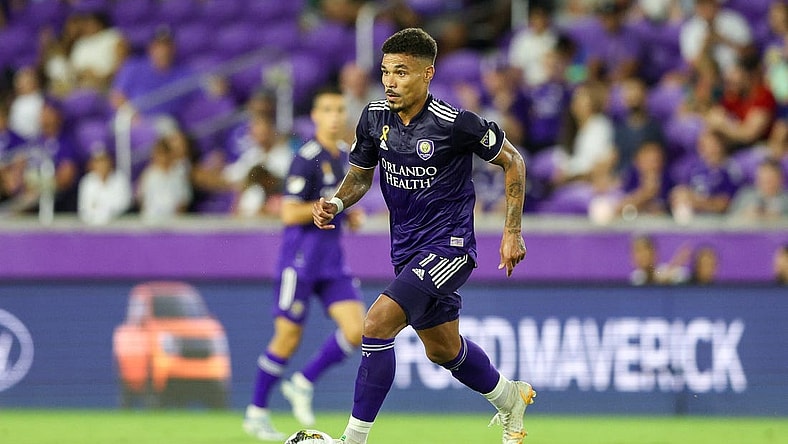 Sep 17, 2022; Orlando, Florida, USA; Orlando City midfielder Junior Urso (11) controls the ball against Toronto FC in the second half at Exploria Stadium. Mandatory Credit: Nathan Ray Seebeck-USA TODAY Sports