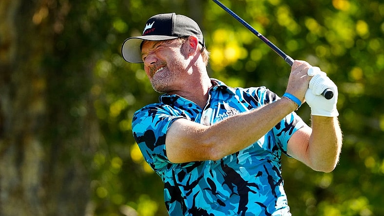 Nov 13, 2022; Phoenix, AZ, USA; Alex Cejka plays his tee shot on the third hole during the final round of the Charles Schwab Cup Championship at Phoenix Country Club. Mandatory Credit: Rob Schumacher/Arizona Republic-USA TODAY NETWORK