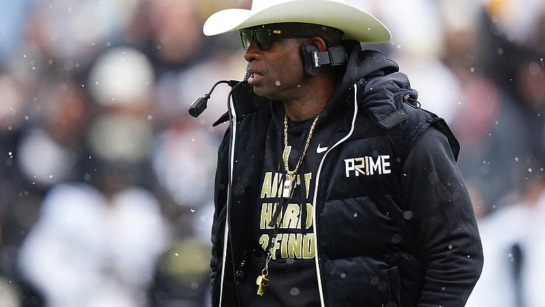 Apr 22, 2023; Boulder, CO, USA; Colorado Buffaloes head coach Deion Sanders during the first half of the spring game at Folsom Filed. Mandatory Credit: Ron Chenoy-USA TODAY Sports