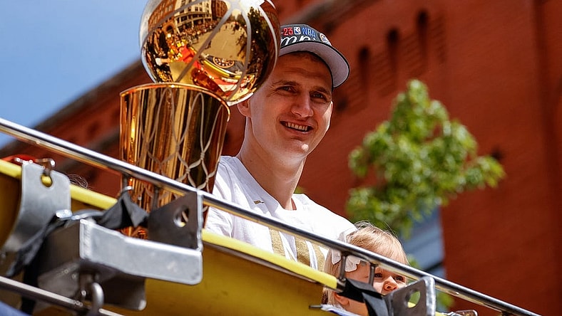 Jun 15, 2023; Denver, CO, USA; Denver Nuggets center Nikola Jokic during the championship parade after the Denver Nuggets won the 2023 NBA Finals. Mandatory Credit: Isaiah J. Downing-USA TODAY Sports