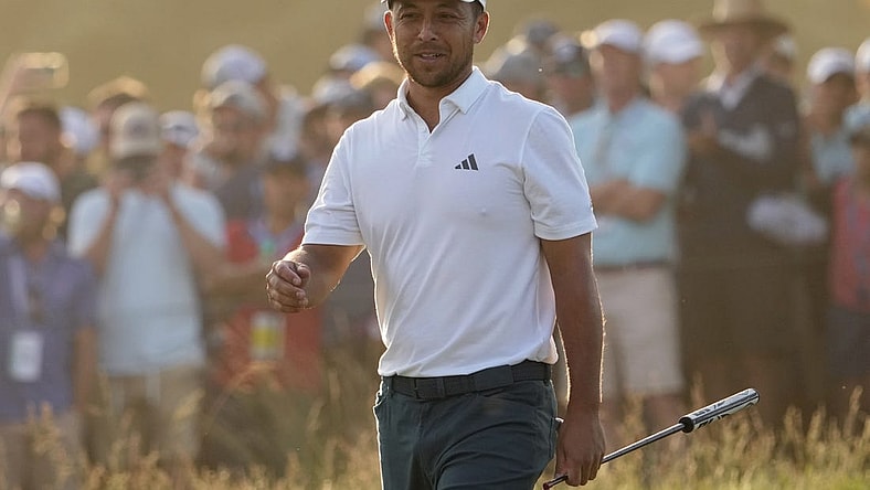 Jun 17, 2023; Los Angeles, California, USA; Xander Schauffele walks on the fifteenth green during the third round of the U.S. Open golf tournament at Los Angeles Country Club. Mandatory Credit: Michael Madrid-USA TODAY Sports