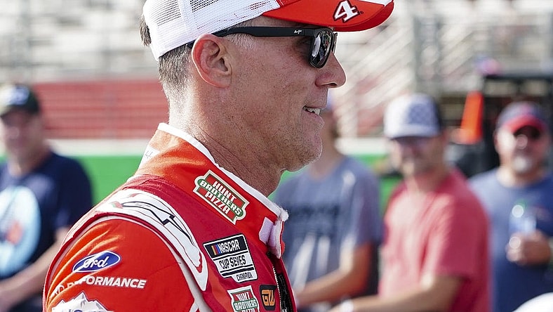 Jul 9, 2023; Hampton, Georgia, USA; NASCAR Cup Series driver Kevin Harvick (4) during driver introductions at Atlanta Motor Speedway. Mandatory Credit: Marvin Gentry-USA TODAY Sports