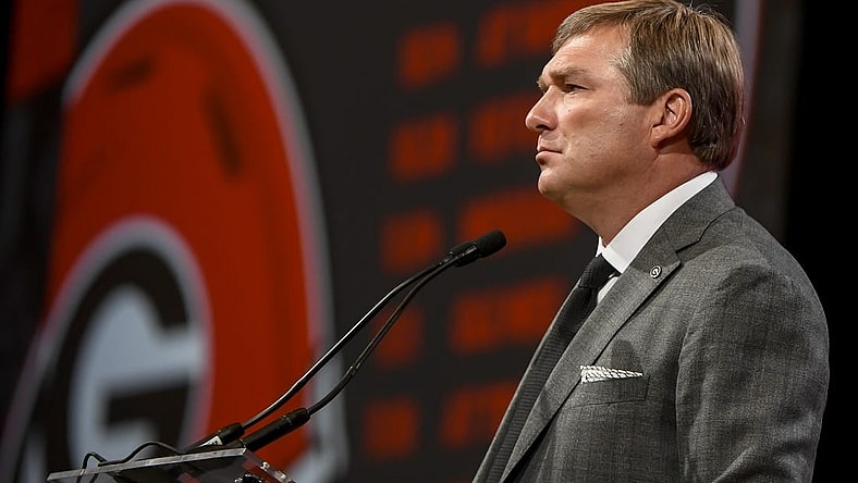 Jul 18, 2023; Nashville, TN, USA;  Georgia Bulldogs head coach Kirby Smart speaks with the media during SEC Media Days at Grand Hyatt. Mandatory Credit: Steve Roberts-USA TODAY Sports